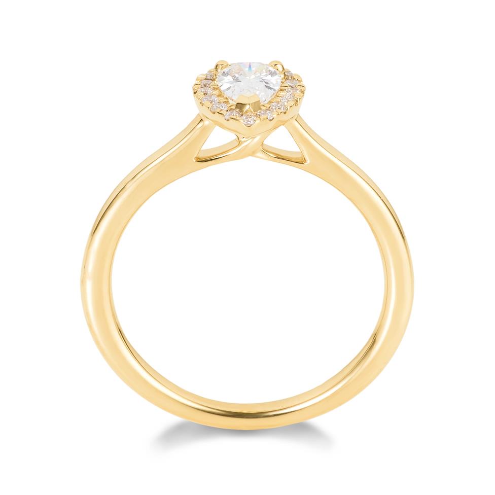 18ct Yellow Gold Pear Shape Halo Diamond Engagement Ring 0.40ct Thumbnail Image 2