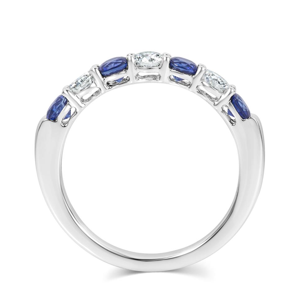 Platinum Sapphire and Diamond Half Eternity Ring Thumbnail Image 4