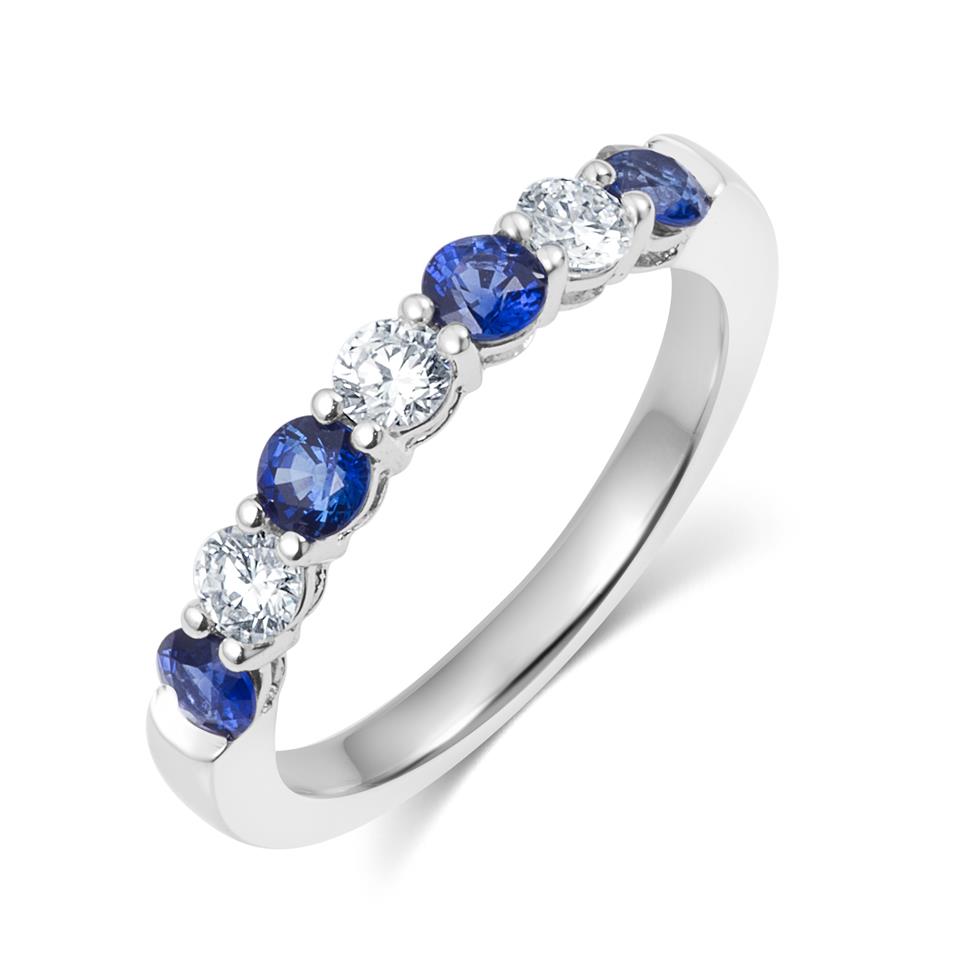Platinum Sapphire and Diamond Half Eternity Ring Thumbnail Image 0