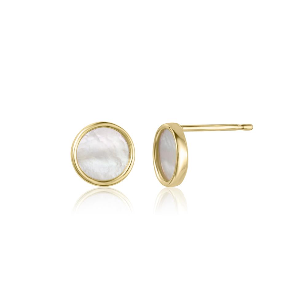 Nova 18ct Yellow Gold Mother of Pearl Stud Earrings Thumbnail Image 0