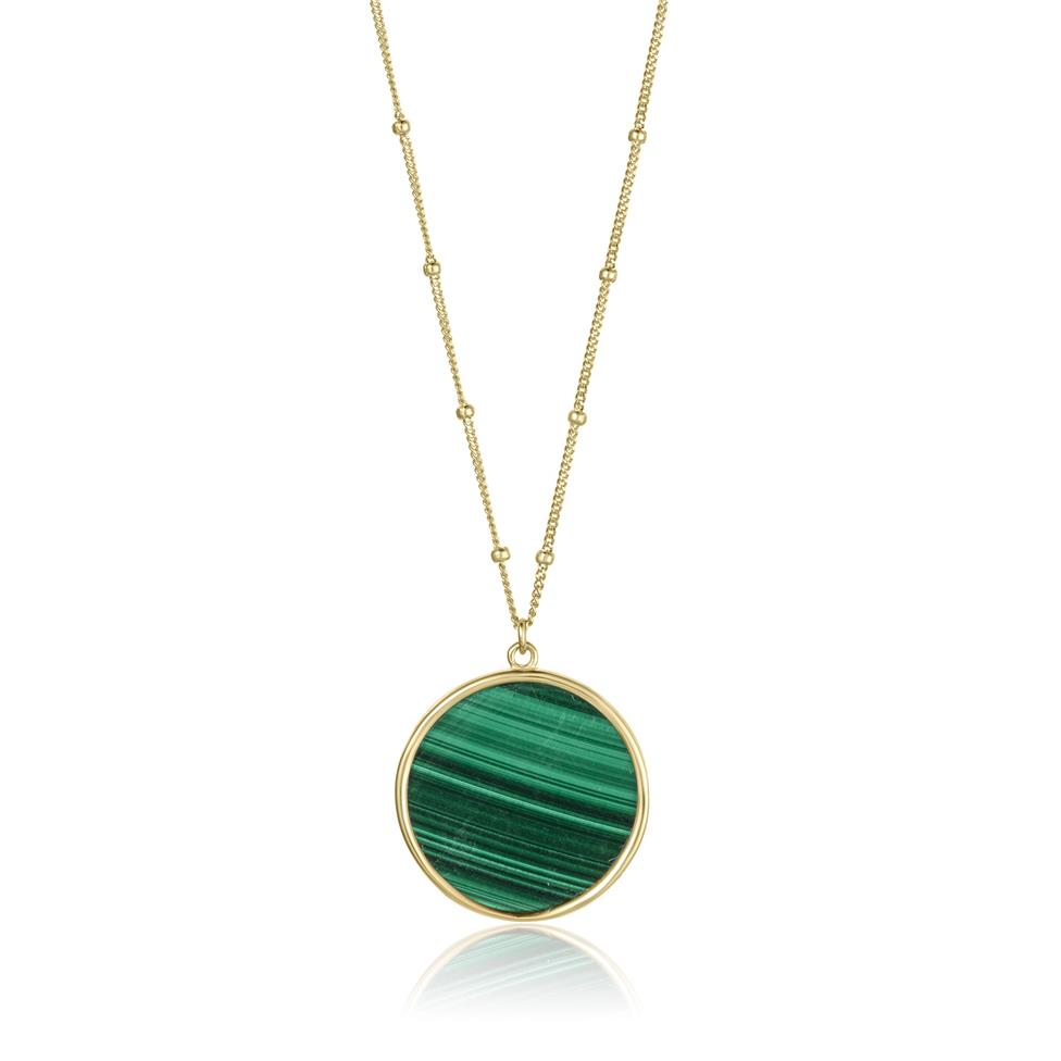 Nova 18ct Yellow Gold Round Malachite Necklace Thumbnail Image 0