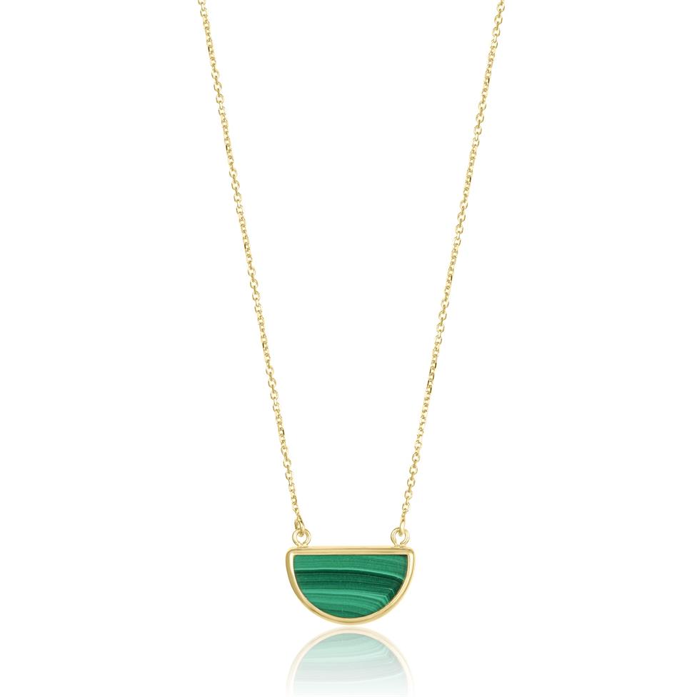 Nova 18ct Yellow Gold Half Moon Malachite Necklace Thumbnail Image 0