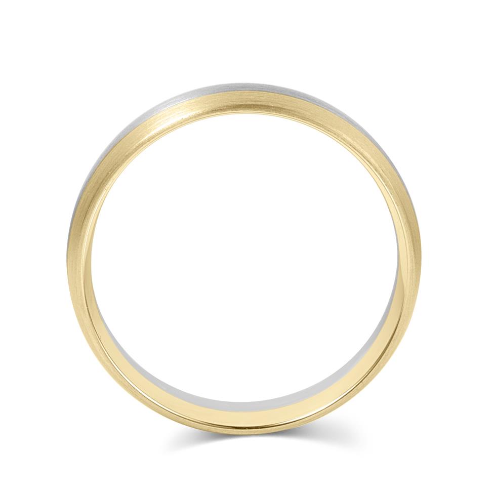 18ct Yellow, White and Rose Gold Brushed Court Wedding Band Thumbnail Image 3