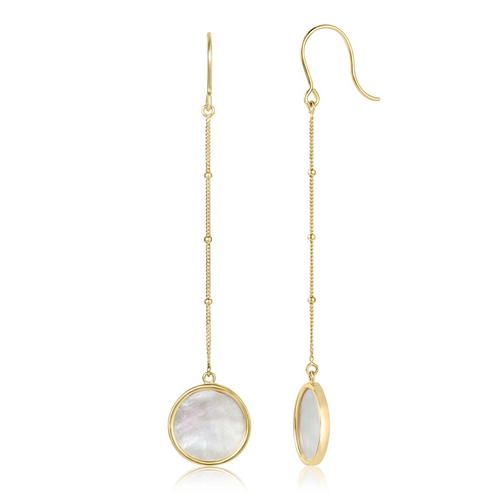 Nova 18ct Yellow Gold Mother of Pearl Drop Earrings Thumbnail Image 0