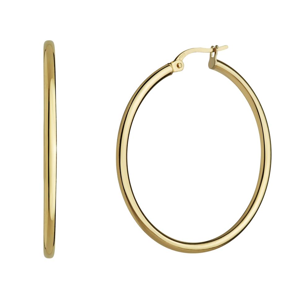 18ct Yellow Gold Hoop Earrings 29mm Thumbnail Image 0