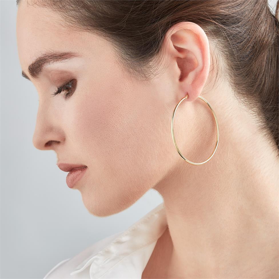 18ct Yellow Gold Hoop Earrings 55mm Thumbnail Image 1