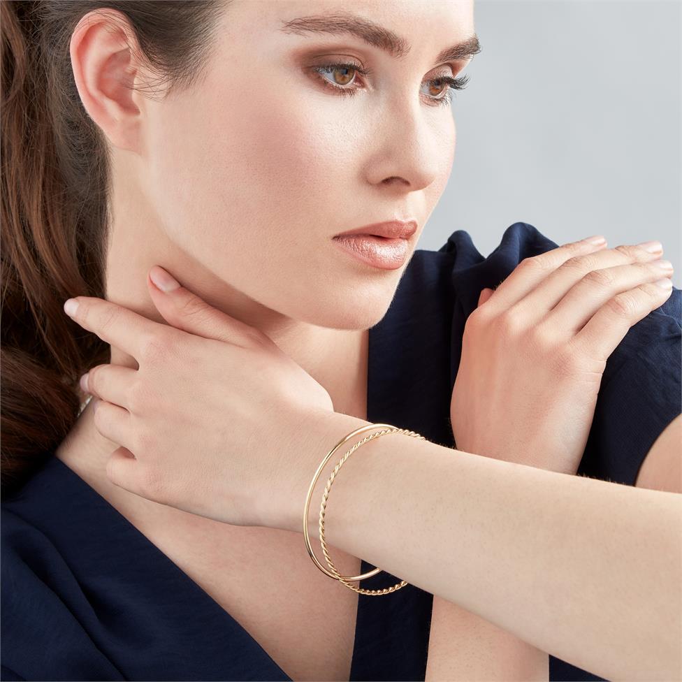18ct Yellow Gold Twisted Design Round Bangle Thumbnail Image 1