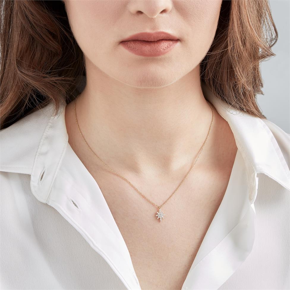 18ct Yellow Gold Star Design Diamond Necklace 0.23ct Thumbnail Image 2