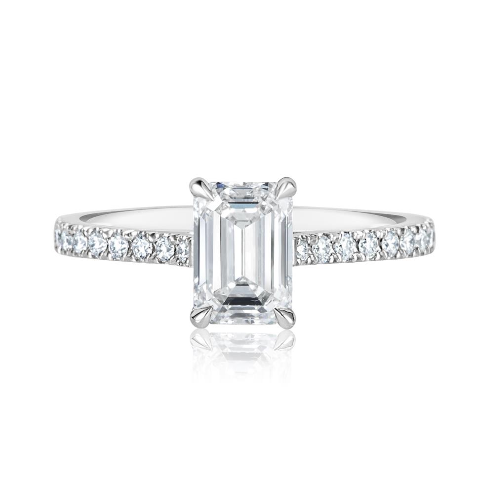Platinum Emerald Cut Diamond Solitaire Engagement Ring 1.53ct Thumbnail Image 2