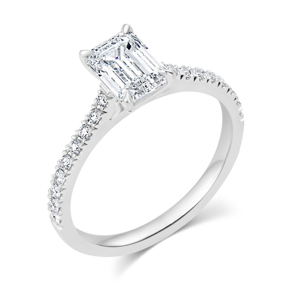 Platinum Emerald Cut Diamond Solitaire Engagement Ring 1.53ct Thumbnail Image 0