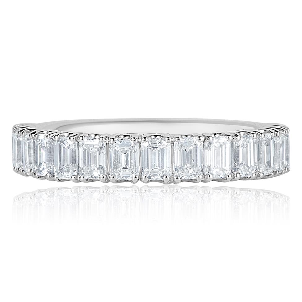 Platinum Emerald Cut Diamond Half Eternity Ring 1.40ct Thumbnail Image 2
