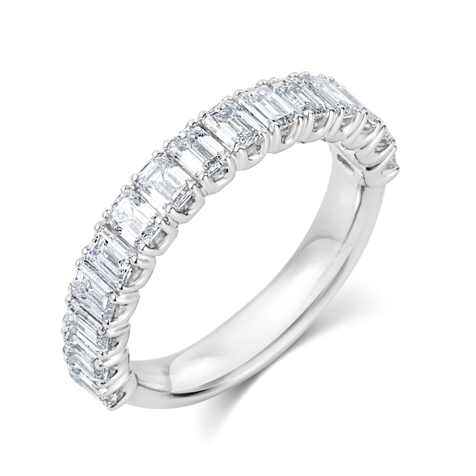 Platinum Emerald Cut Diamond Half Eternity Ring 1.40ct Thumbnail Image 0