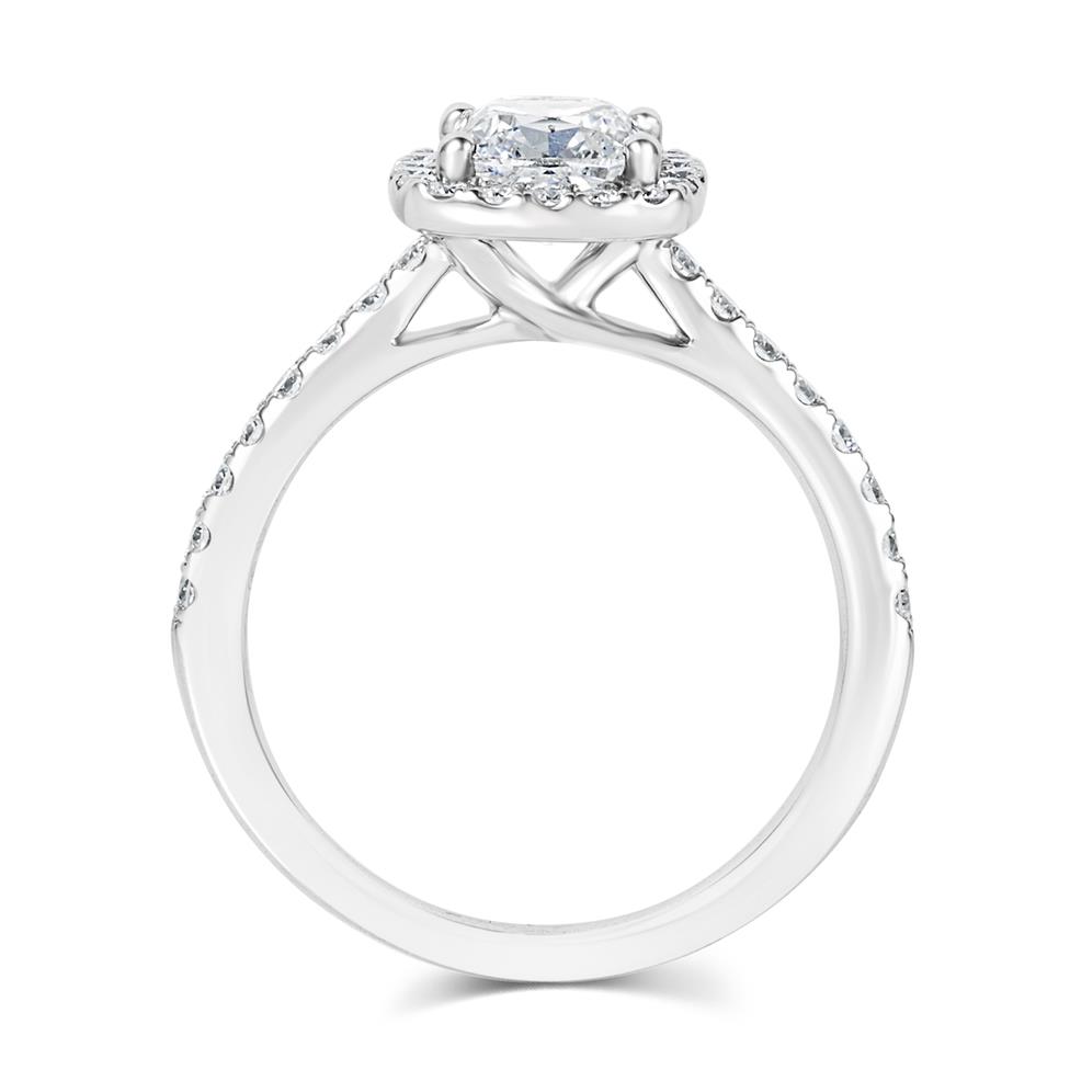 Platinum Cushion Cut Diamond Halo Engagement Ring 1.65ct Thumbnail Image 2