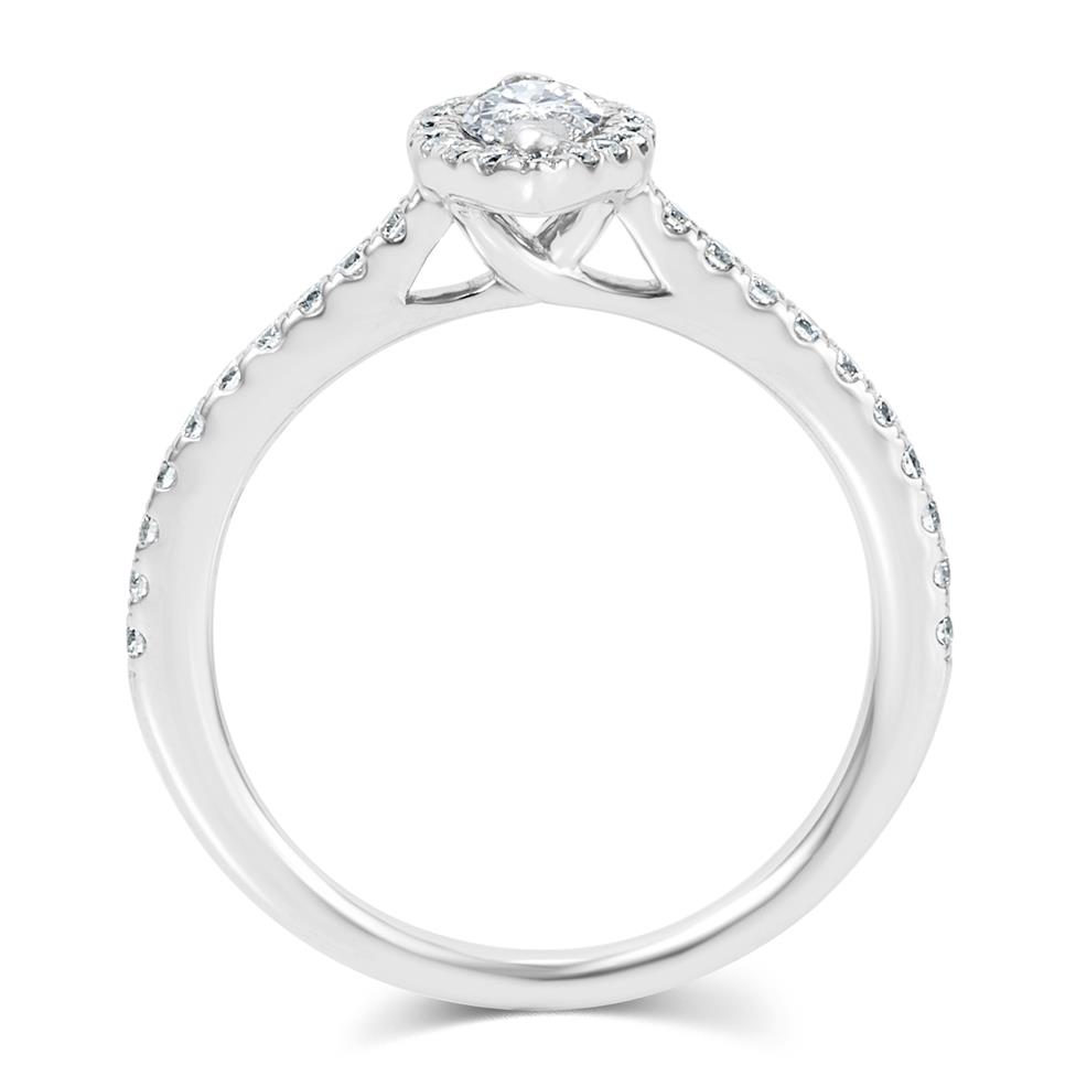 Platinum Marquise Cut Diamond Halo Engagement Ring 0.60ct Thumbnail Image 2