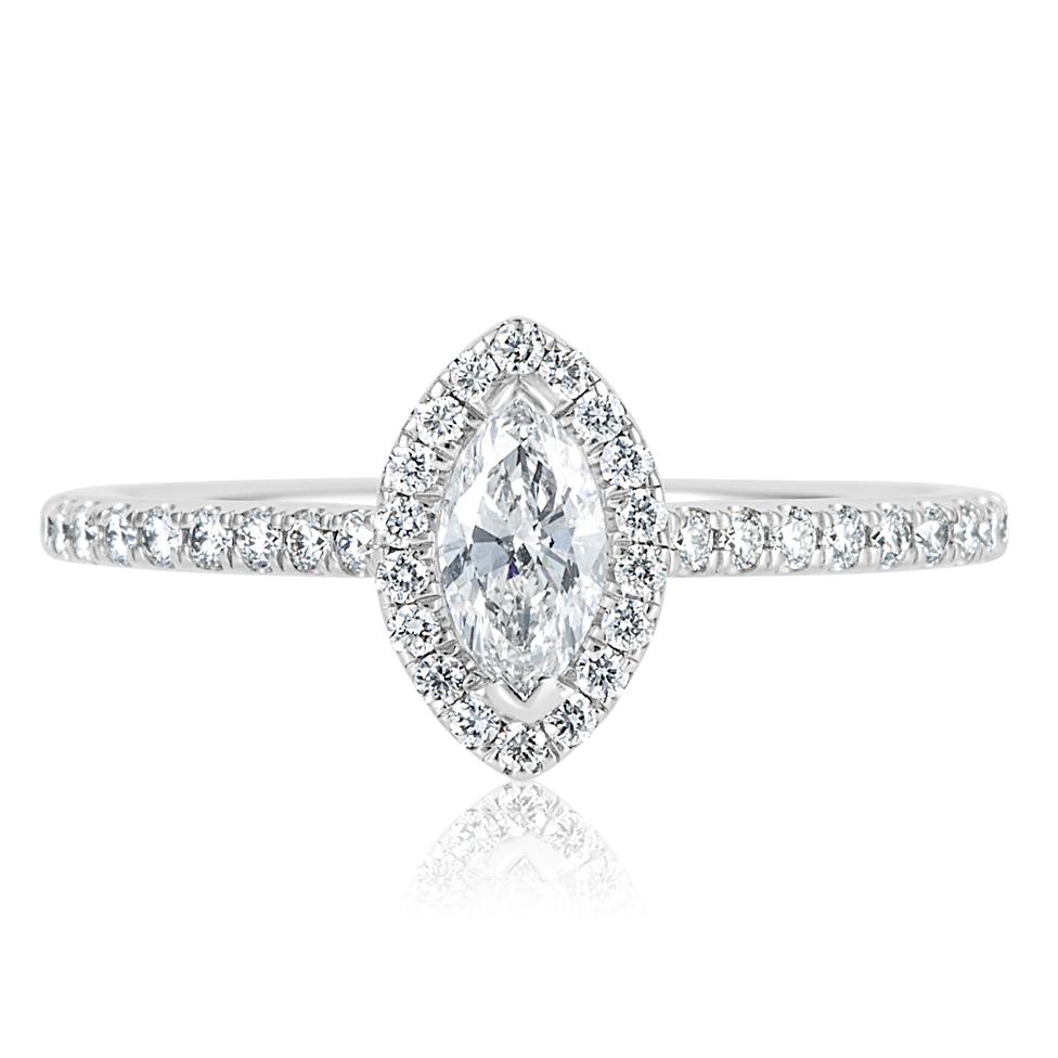 Platinum Marquise Cut Diamond Halo Engagement Ring 0.60ct Thumbnail Image 1
