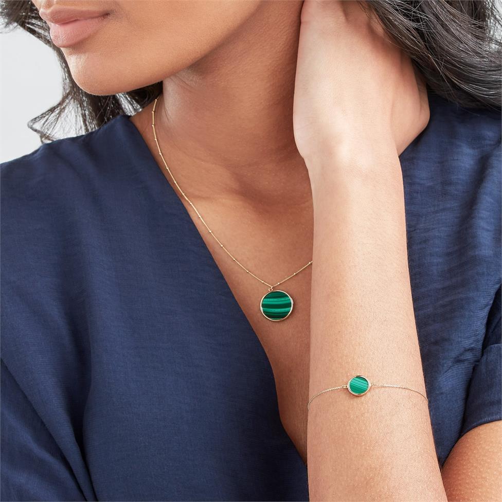 Nova 18ct Yellow Gold Round Malachite Bracelet Thumbnail Image 1