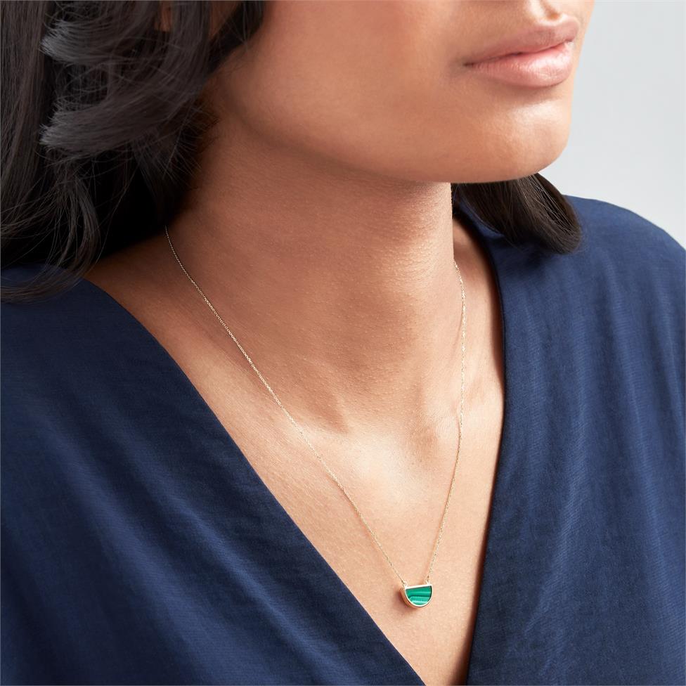 Nova 18ct Yellow Gold Half Moon Malachite Necklace Thumbnail Image 1