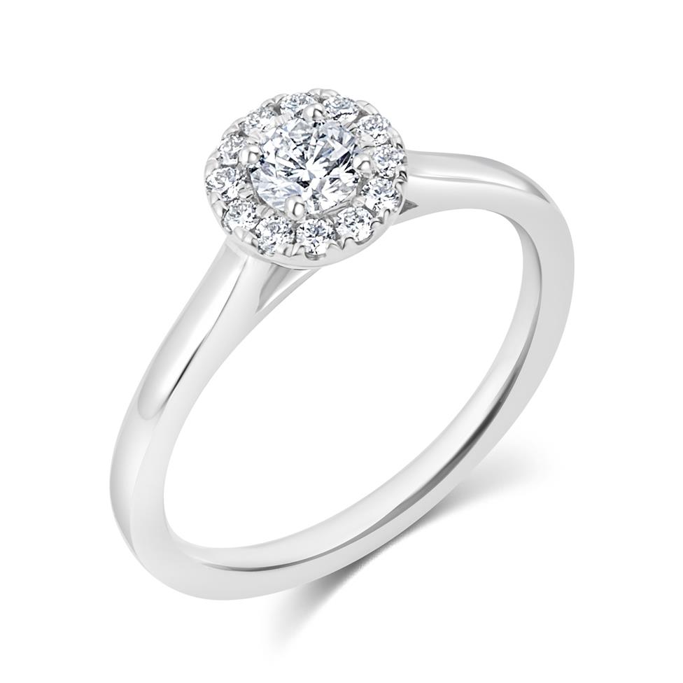 Platinum Round Diamond Halo Engagement Ring 0.40ct Thumbnail Image 0