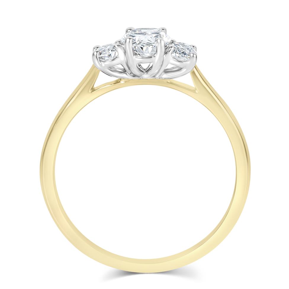 18ct Yellow Gold Oval Diamond Three Stone Engagement Ring 0.70ct Thumbnail Image 2