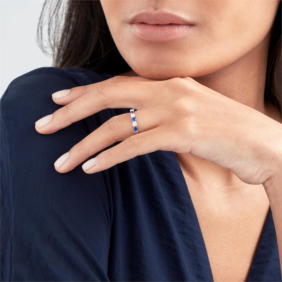 Platinum Sapphire and Diamond Half Eternity Ring Thumbnail Image 2