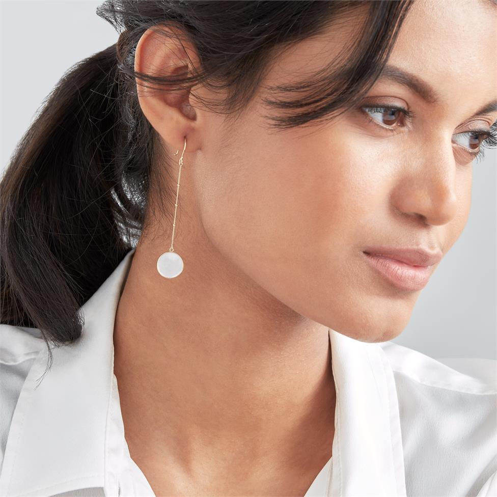 Nova 18ct Yellow Gold Mother of Pearl Drop Earrings Thumbnail Image 1