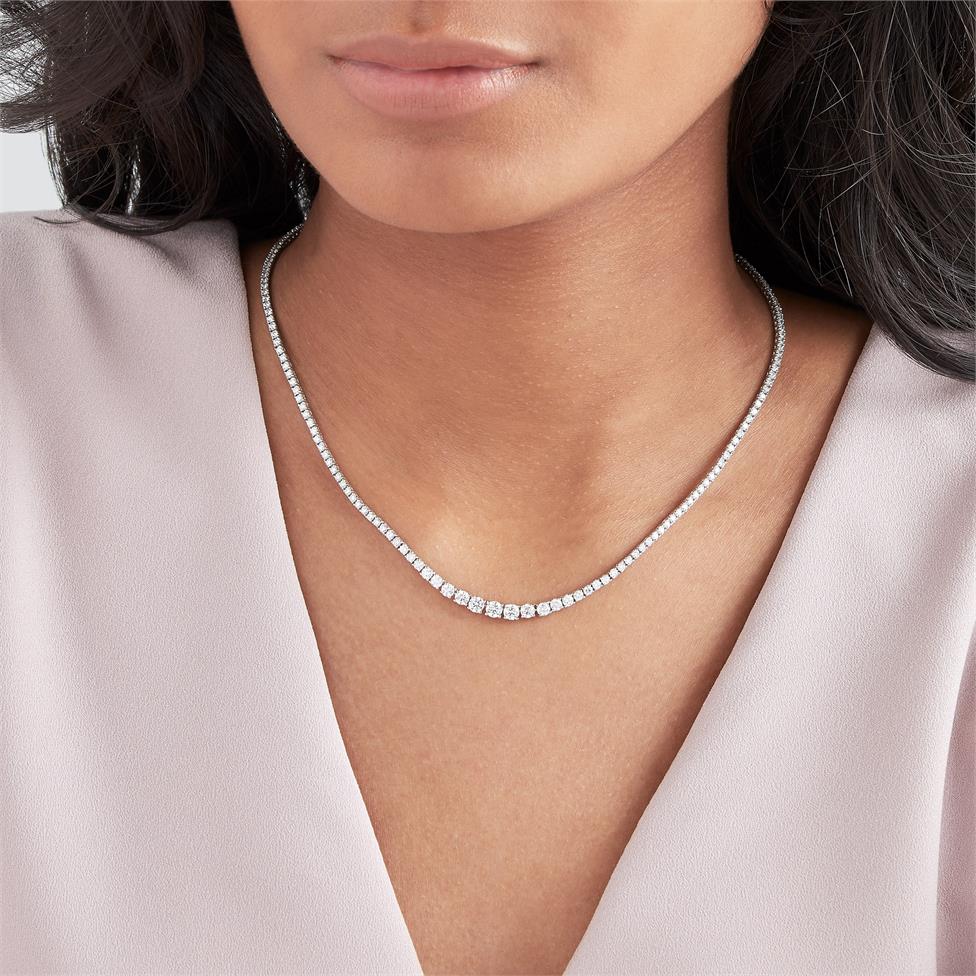 18ct White Gold Diamond Riviere Necklace 5.00ct Thumbnail Image 1