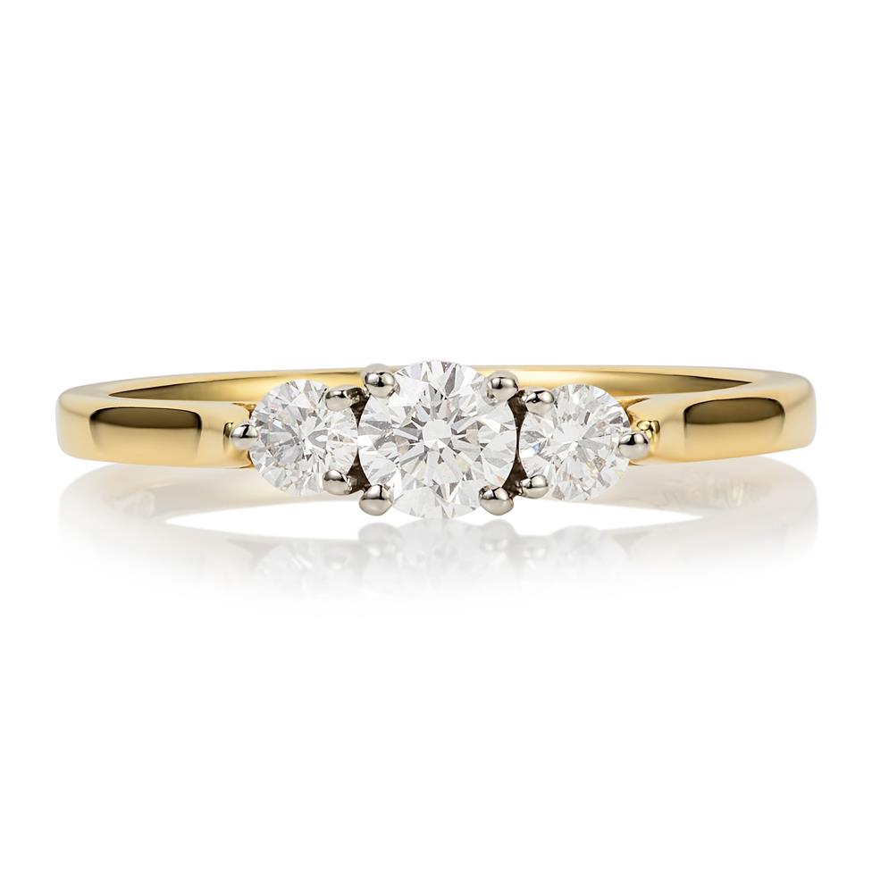 18ct Yellow Gold Diamond Three Stone Engagement Ring 0.50ct Thumbnail Image 2