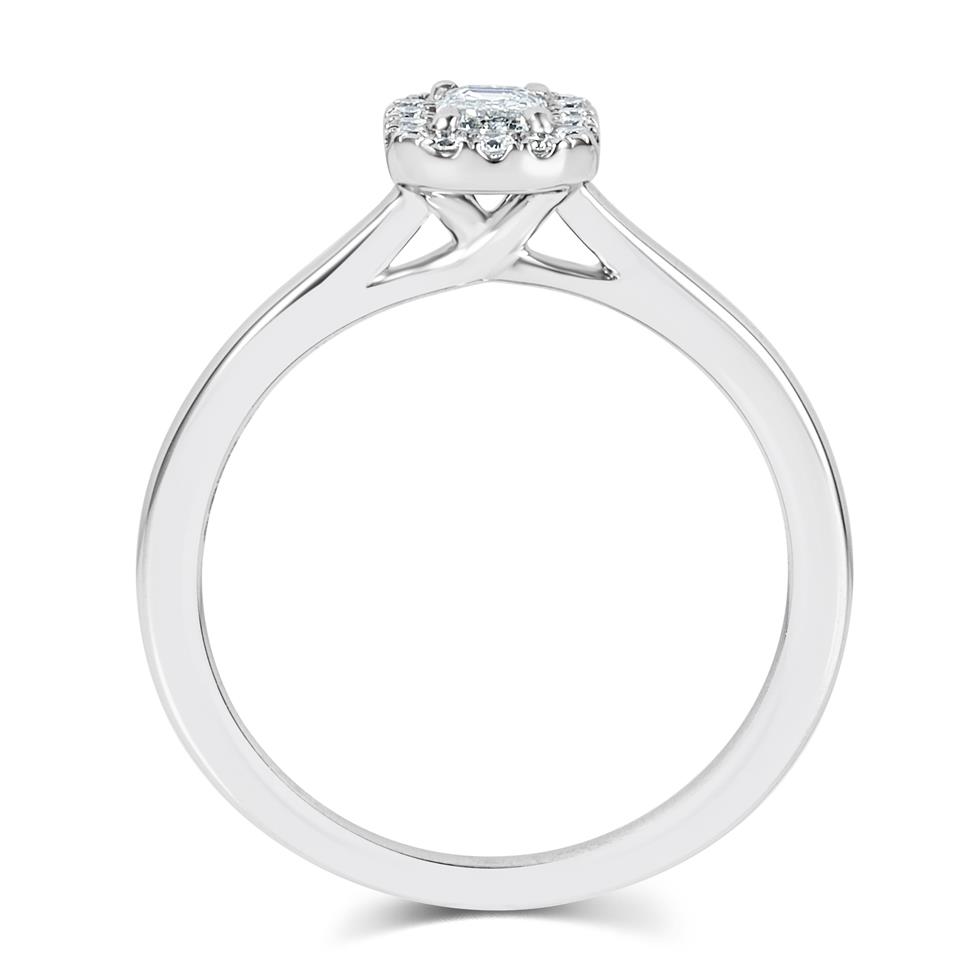 Platinum Emerald Cut Diamond Halo Engagement Ring 0.38ct Thumbnail Image 2