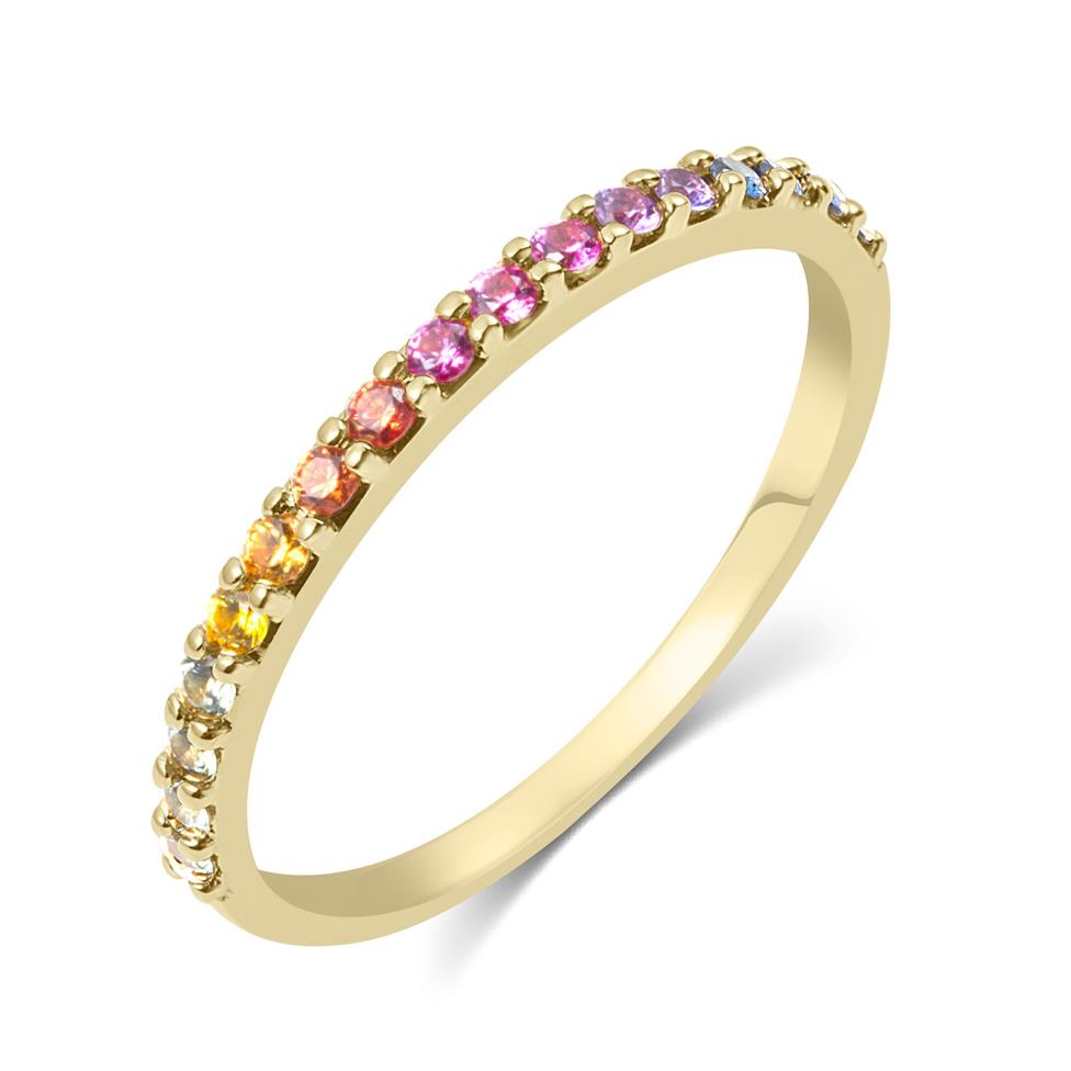 Samba 18ct Yellow Gold Rainbow Sapphire Half Eternity Ring Thumbnail Image 0