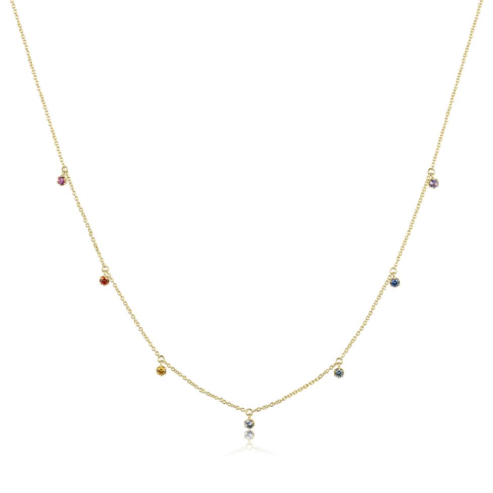 Samba 18ct Yellow Gold Rainbow Sapphire Station Necklace Thumbnail Image 0
