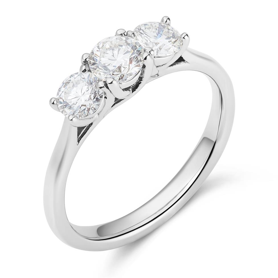 Platinum Diamond Three Stone Engagement Ring 1.00ct Thumbnail Image 0