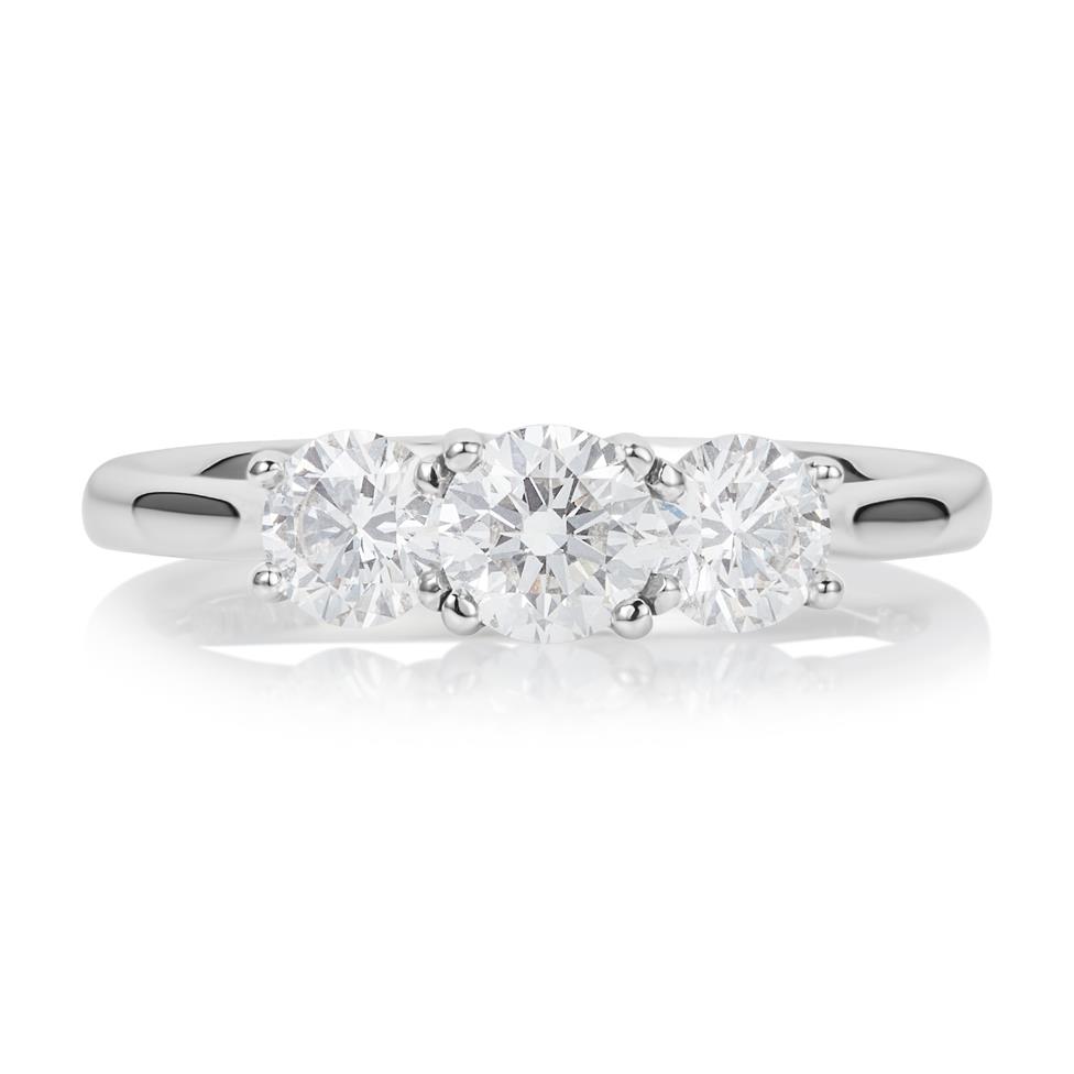 Platinum Diamond Three Stone Engagement Ring 1.00ct Thumbnail Image 2