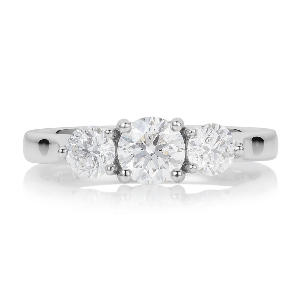 Platinum Diamond Three Stone Engagement Ring 0.90ct Thumbnail Image 2