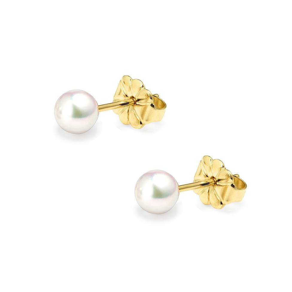 18ct Yellow Gold Akoya AAA Grade Pearl Stud Earrings 5.0mm Thumbnail Image 0