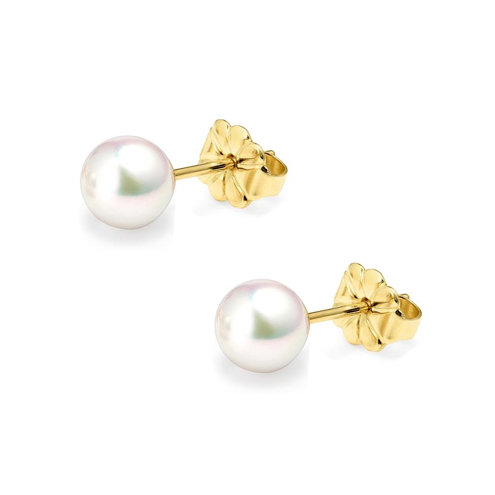 18ct Yellow Gold Akoya AAA Grade Pearl Stud Earrings 6.0mm Thumbnail Image 0
