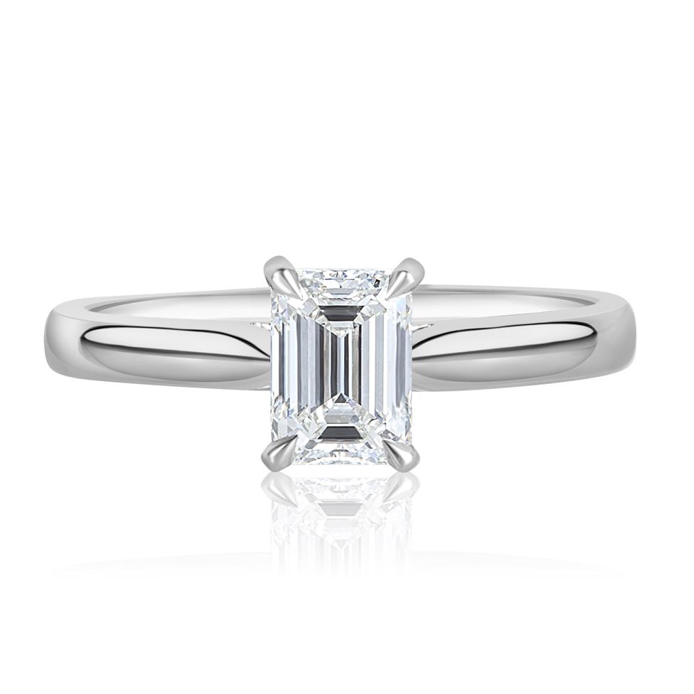 Platinum Emerald Cut Diamond Solitaire Engagement Ring 1.00ct Thumbnail Image 2