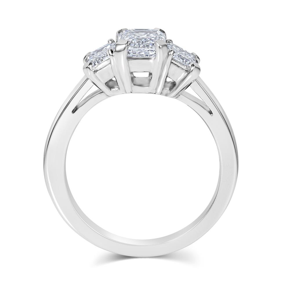 Platinum Emerald Cut Diamond Three Stone Engagement Ring 1.83ct Thumbnail Image 2