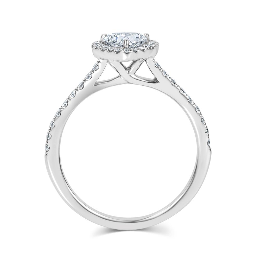 Platinum Heart Shape Diamond Halo Engagement Ring 0.85ct Thumbnail Image 3