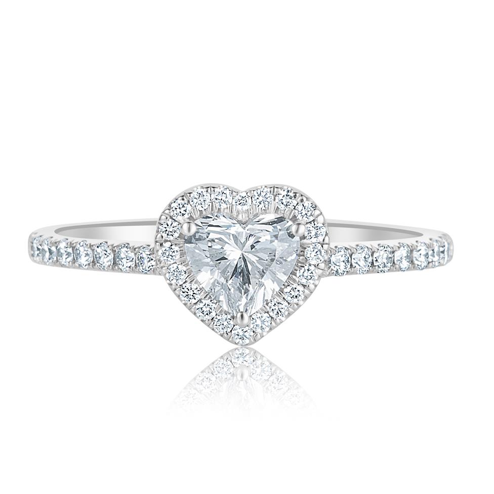 Platinum Heart Shape Diamond Halo Engagement Ring 0.85ct Thumbnail Image 2