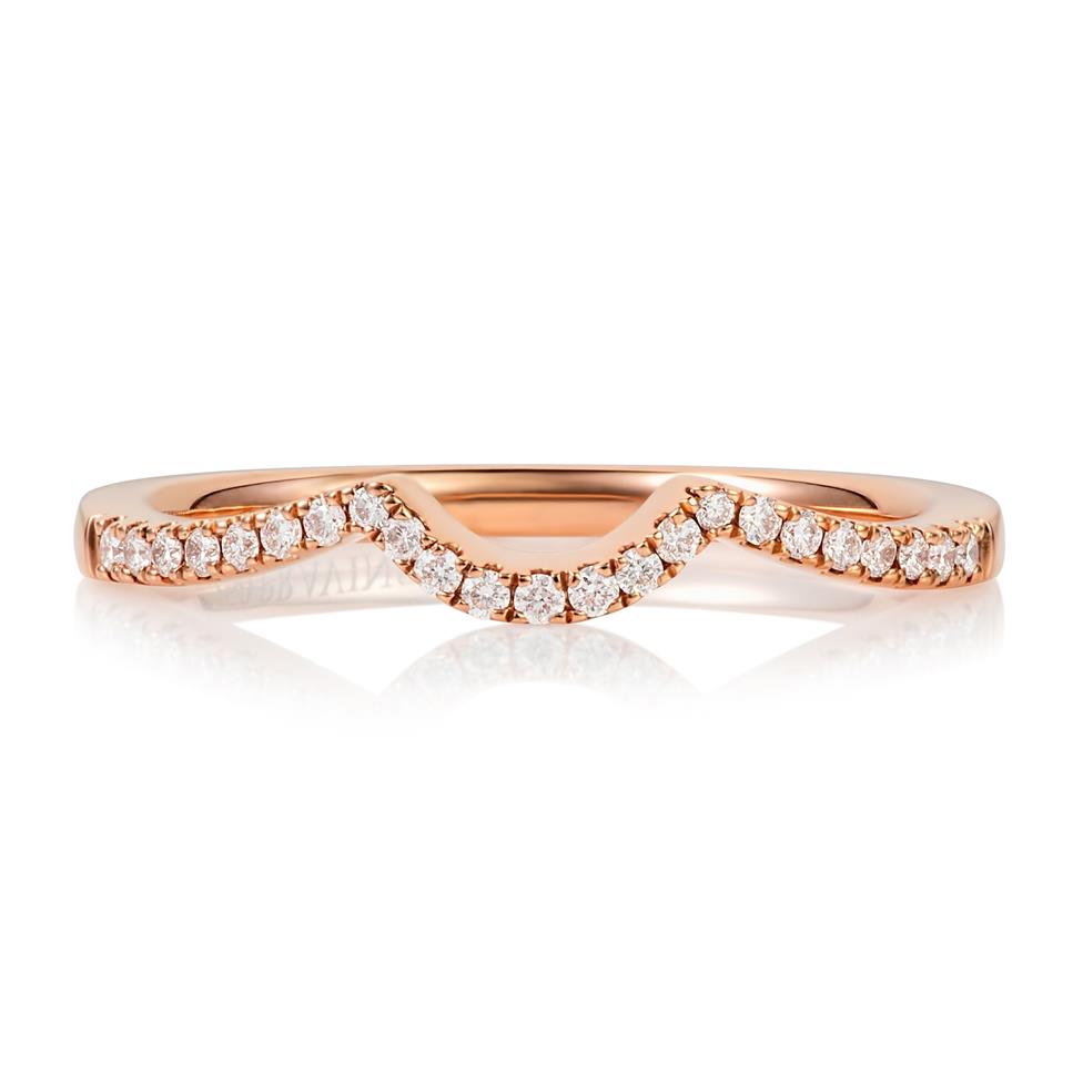 18ct Rose Gold Shaped Diamond Set Wedding Ring 0.12ct Thumbnail Image 1