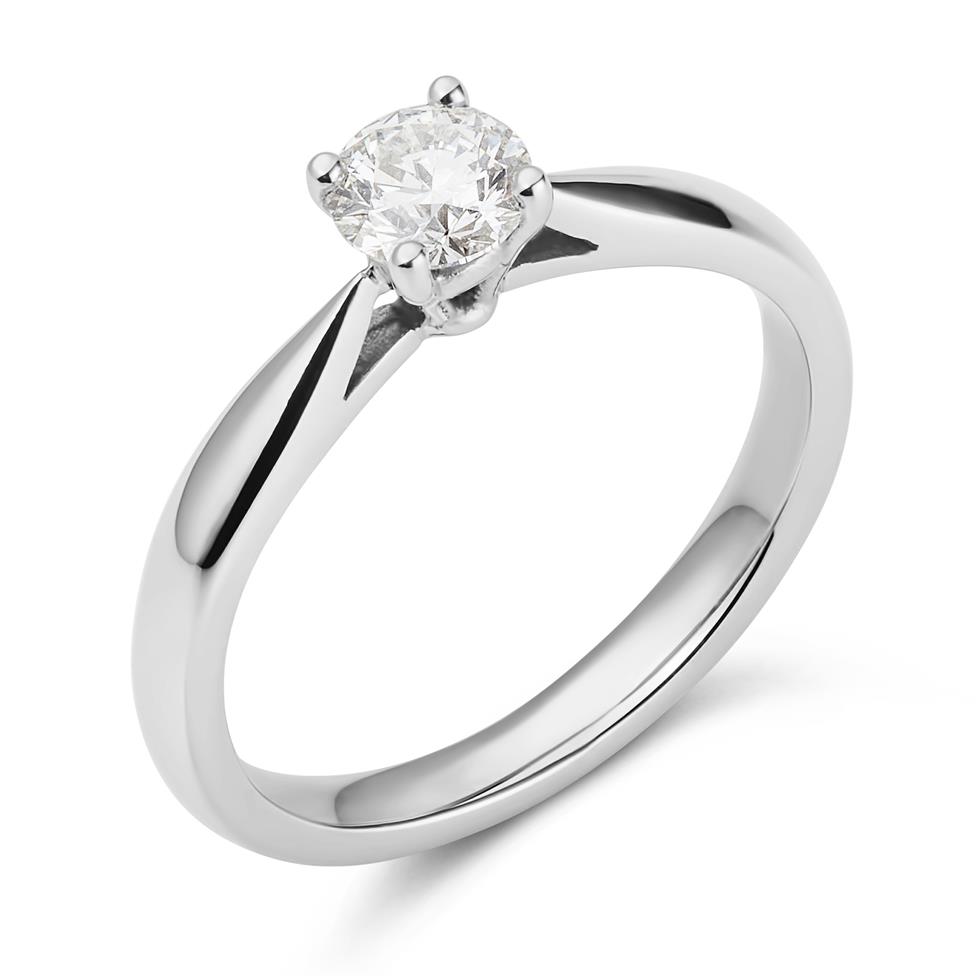 Platinum Classic Design Diamond Solitaire Engagement Ring 0.40ct Thumbnail Image 0