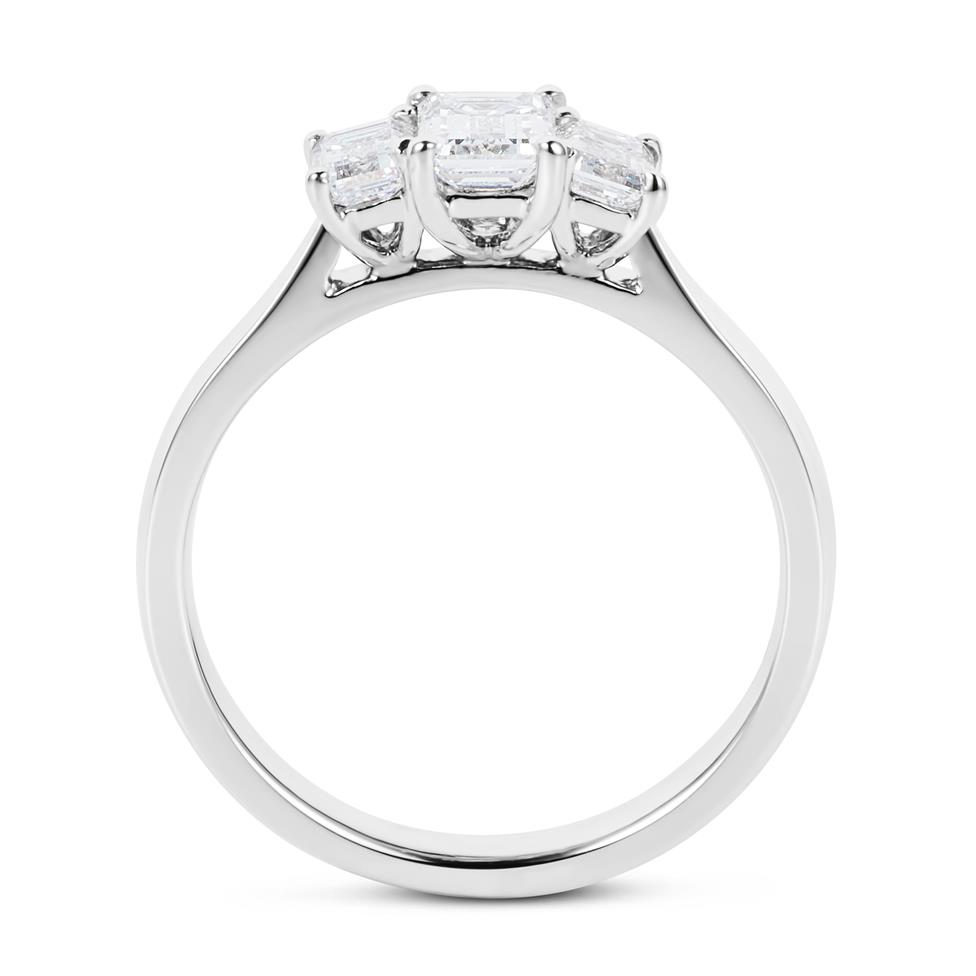 Platinum Emerald Cut Diamond Three Stone Engagement Ring 0.95ct Thumbnail Image 3