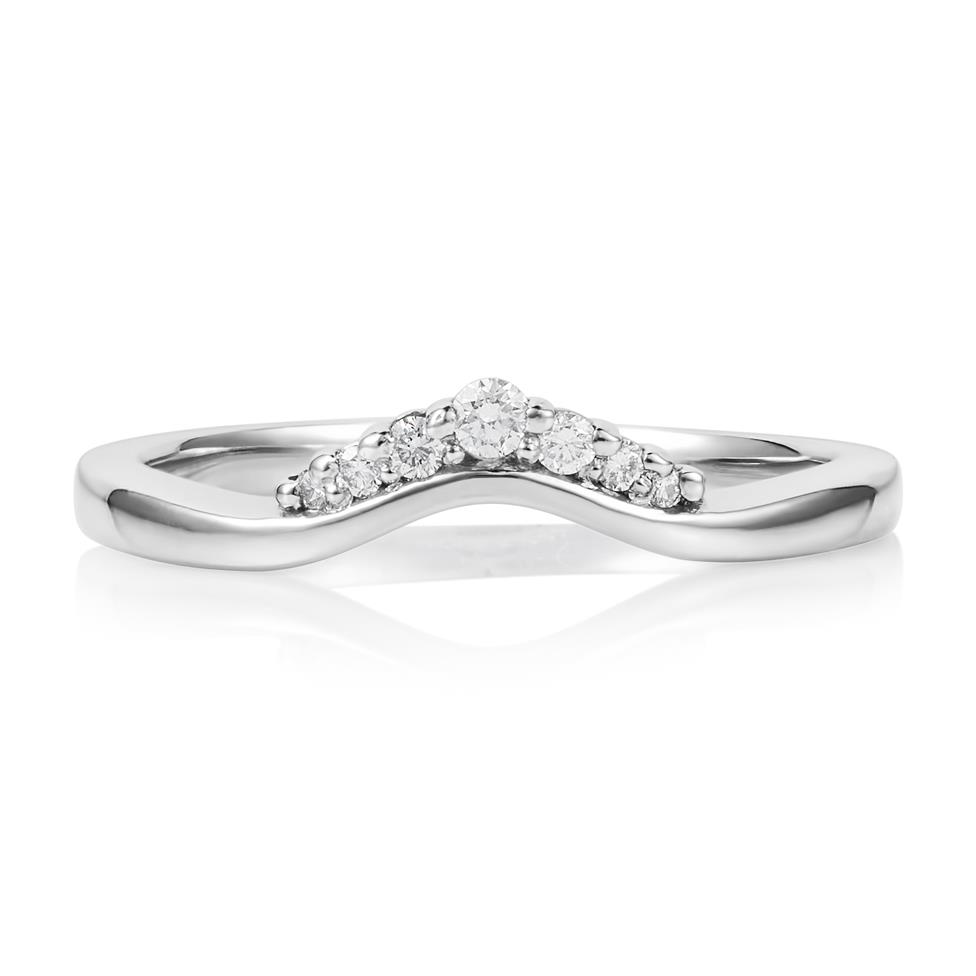 Platinum Diamond Set Shaped Wedding Ring 0.09ct Thumbnail Image 1