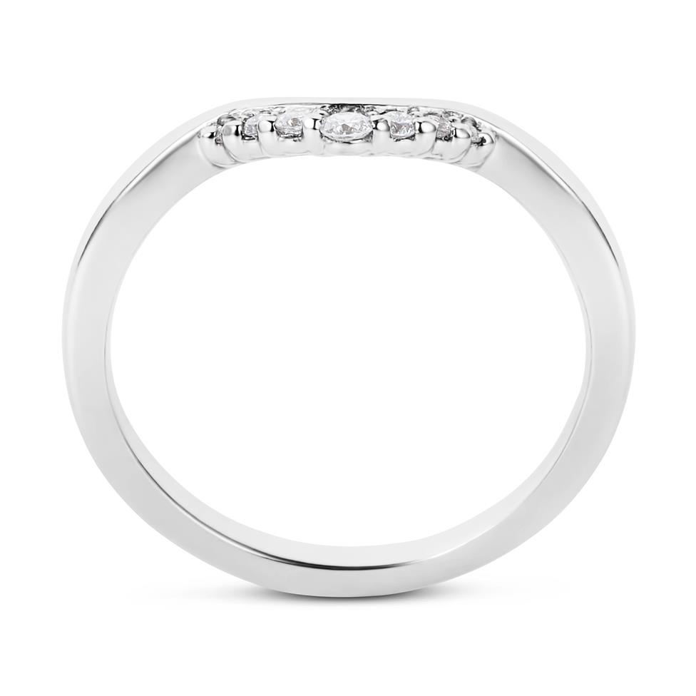 Platinum Diamond Set Shaped Wedding Ring 0.09ct Thumbnail Image 2