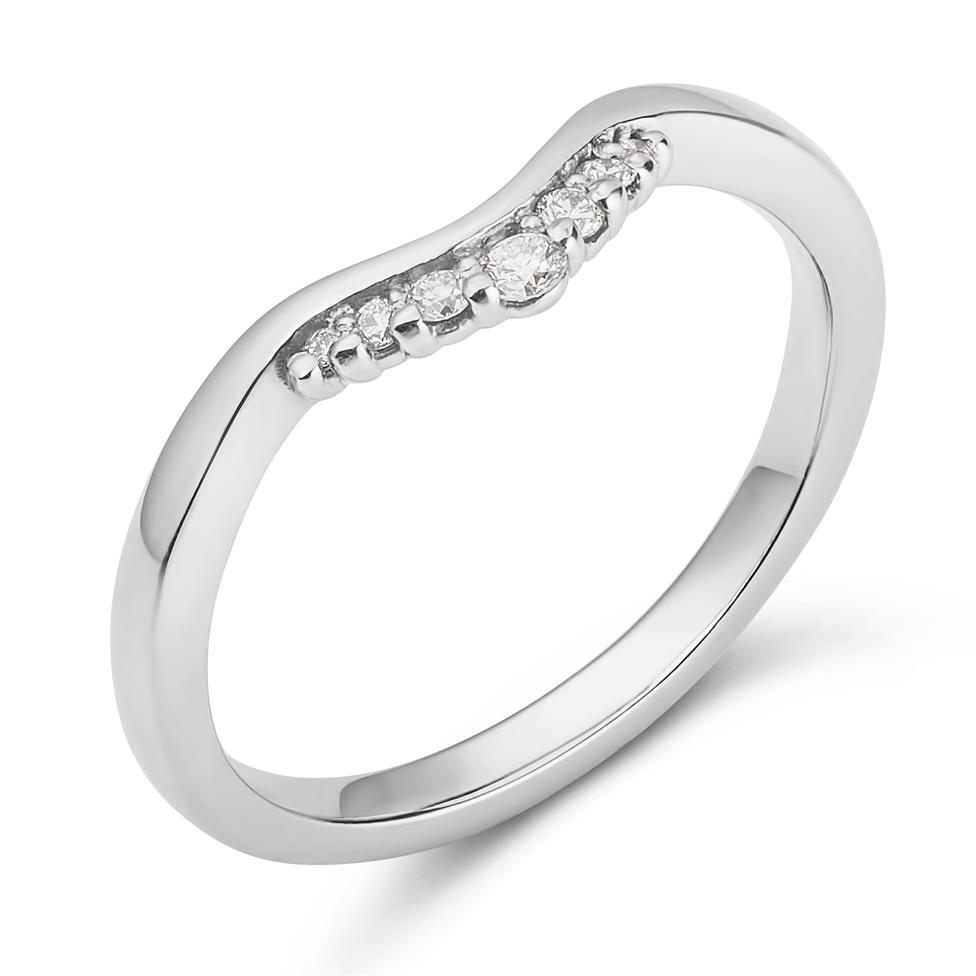 Platinum Diamond Set Shaped Wedding Ring 0.09ct Thumbnail Image 0