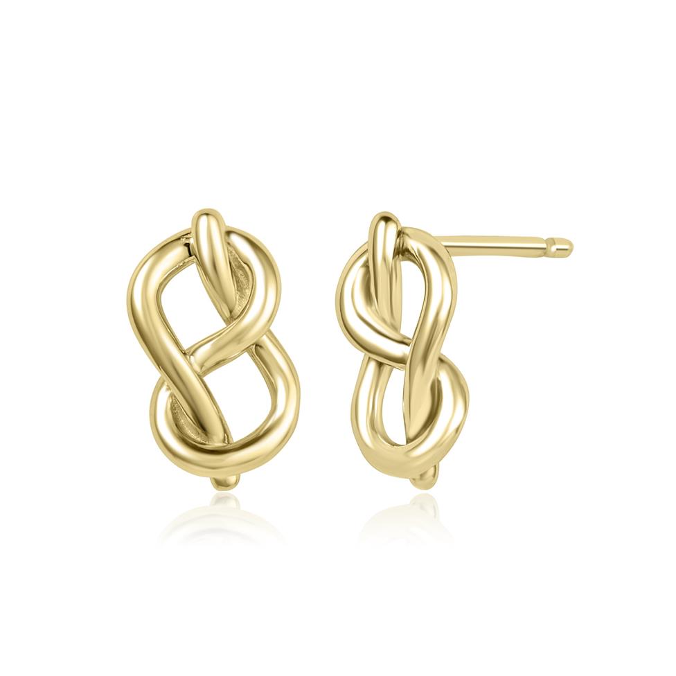 Forget Me Knot 18ct Yellow Gold Figure Eight Design Stud Earrings Thumbnail Image 0