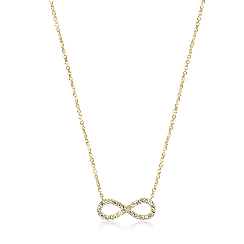Infinity 18ct Yellow Gold Diamond Necklace 0.11ct Thumbnail Image 0