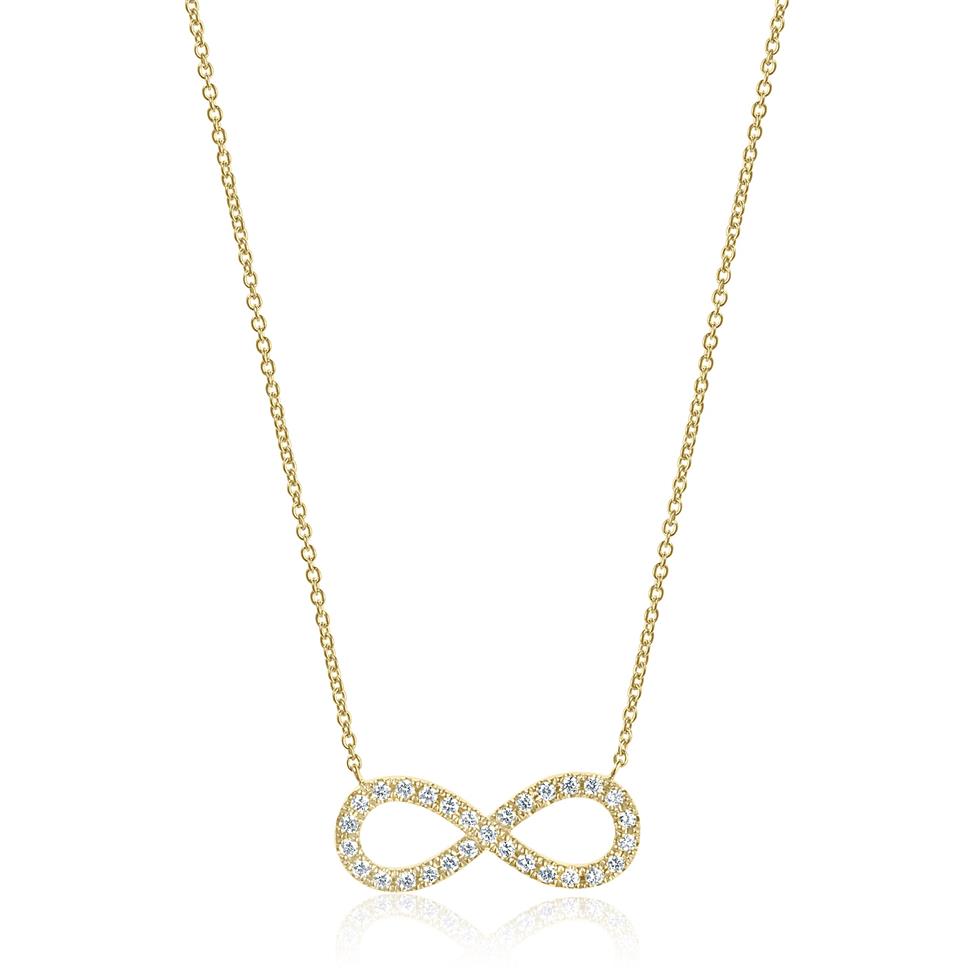 Infinity 18ct Yellow Gold Diamond Necklace 0.19ct Thumbnail Image 0