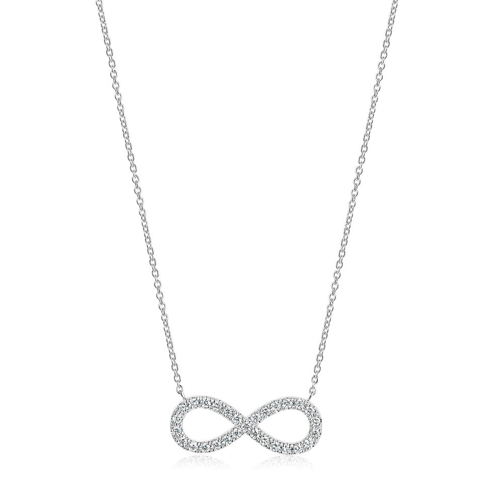 Infinity 18ct White Gold Diamond Necklace 0.19ct Thumbnail Image 0