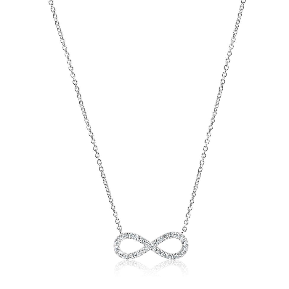 Infinity 18ct White Gold Diamond Necklace 0.11ct Thumbnail Image 0
